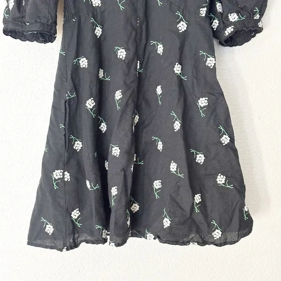 Tuckernuck Serena Mini Dress Black Embroidered Floral Linen‎ Blend Size XS - Picture 4 of 9